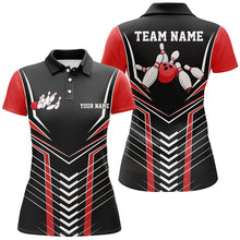 Load image into Gallery viewer, Black And Red Custom Bowling Jerseys Bowling Team Shirts For Women, Bowling Uniform IPHW7910