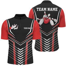 Load image into Gallery viewer, Black And Red Custom Bowling Jerseys Bowling Team Shirt For Men, Bowling Uniform With Name IPHW7910