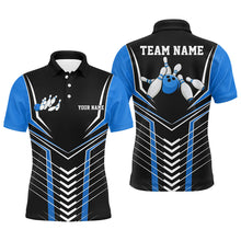 Load image into Gallery viewer, Black And Blue Custom Bowling Jerseys Bowling Team Shirt For Men, Bowling Uniform With Name IPHW7911