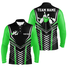 Load image into Gallery viewer, Black And Green Custom Bowling Jerseys Bowling Team Shirt For Men, Bowling Uniform With Name IPHW7912