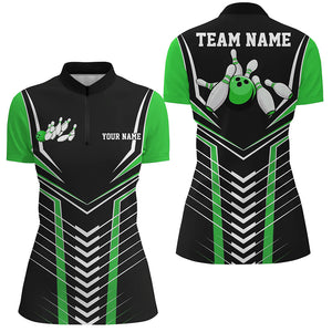 Black And Green Custom Bowling Jerseys Bowling Team Shirt For Women, Bowling Uniform IPHW7912