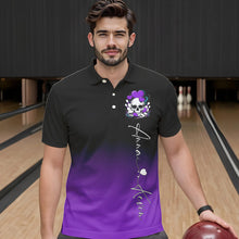 Load image into Gallery viewer, Custom Black And Purple Skull Valentines Day Couple Bowling Polo Shirts For Men IPHW8342