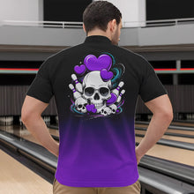 Load image into Gallery viewer, Custom Black And Purple Skull Valentines Day Couple Bowling Quarter-Zip Shirts For Men IPHW8342