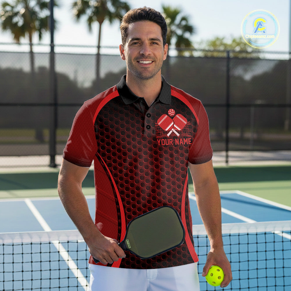 Custom Red Pickleball Shirts For Men, Men's Pickleball Outfit Pickleball Team Shirts IPHW10693