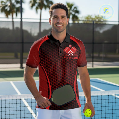 Custom Red Pickleball Shirts For Men, Men's Pickleball Outfit Pickleball Team Shirts IPHW10693