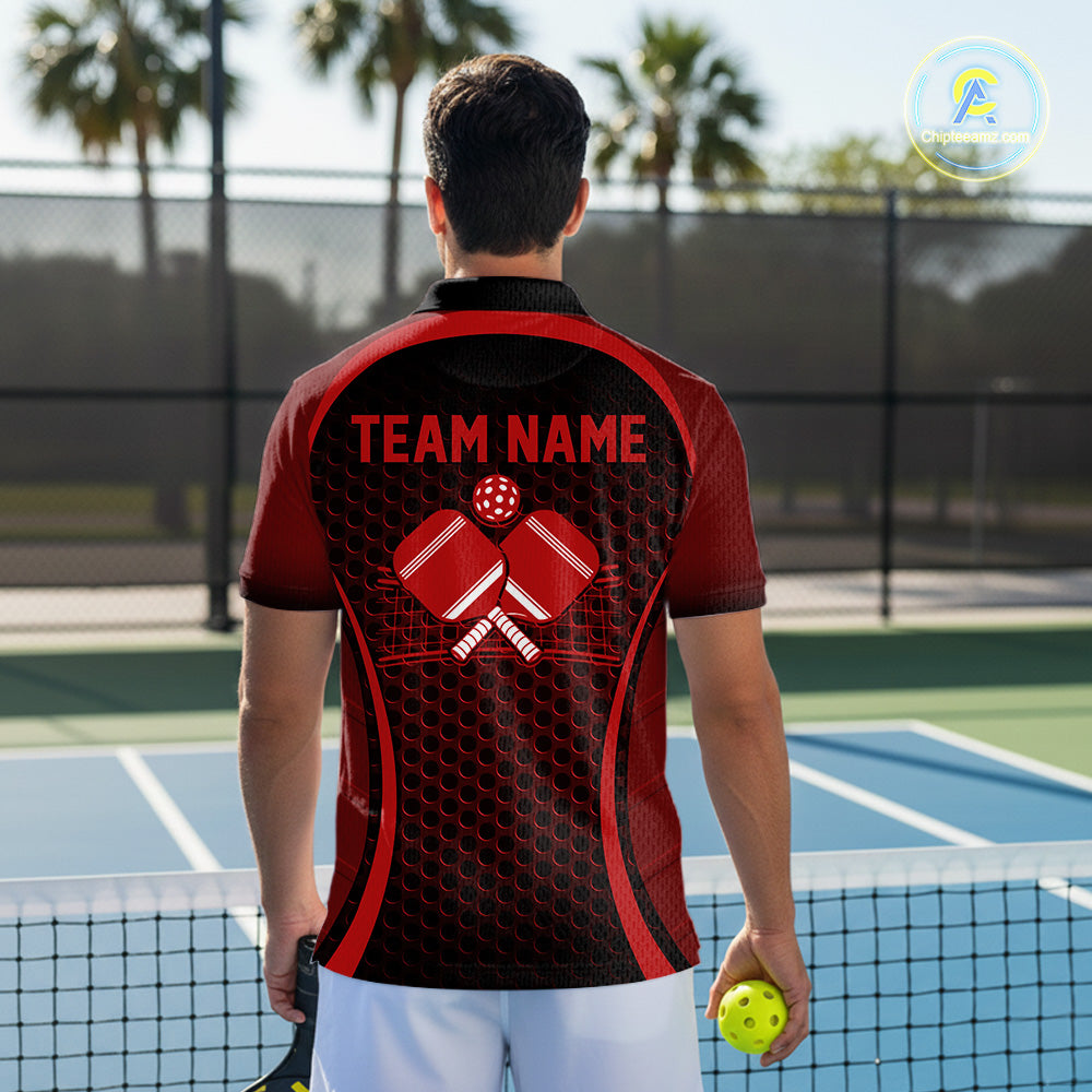 Custom Red Pickleball Shirts For Men, Men's Pickleball Outfit Pickleball Team Shirts IPHW10693
