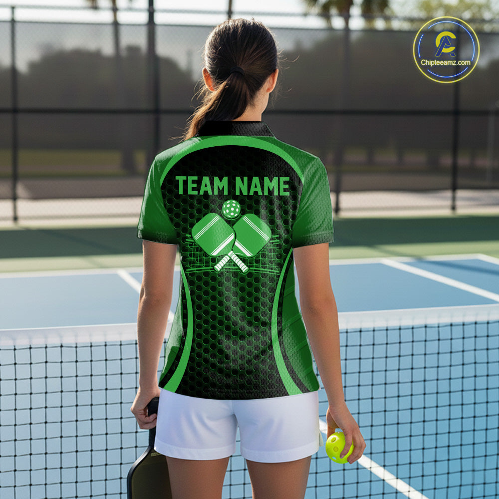 Custom Green Pickleball Shirts For Women, Women's Pickleball Outfit Pickleball Team Shirts IPHW10694