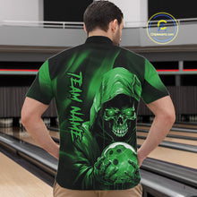 Load image into Gallery viewer, Green Bowling Grim Reaper Custom Men Bowling Quarter-Zip Shirts Skull Bowling Team Jerseys IPHW10698