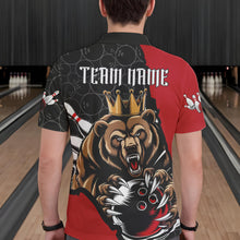 Load image into Gallery viewer, Black And Red Custom Bear Bowling King Polo Shirts For Men, Bear Bowling Team Uniform IPHW8834