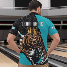 Load image into Gallery viewer, Black And Blue Custom Bear Bowling King Quarter-Zip Shirts For Men, Bear Bowling Team Uniform IPHW8835