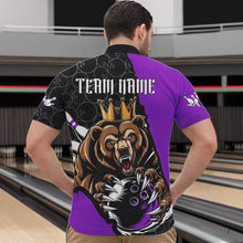 Load image into Gallery viewer, Black And Purple Custom Bear Bowling King Quarter-Zip Shirts For Men, Bear Bowling Team Uniform IPHW8836