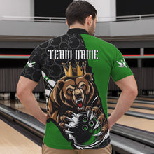 Load image into Gallery viewer, Black And Green Custom Bear Bowling King Quarter-Zip Shirts For Men, Bear Bowling Team Uniform IPHW8838