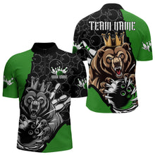 Load image into Gallery viewer, Black And Green Custom Bear Bowling King Quarter-Zip Shirts For Men, Bear Bowling Team Uniform IPHW8838