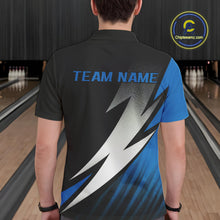 Load image into Gallery viewer, Black And Blue Custom Bowling Jerseys, Men Polo Shirt Bowling Tournament Outfits IPHW9078