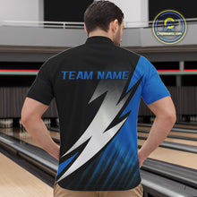 Load image into Gallery viewer, Black And Blue Custom Bowling Jerseys, Men Quarter-Zip Shirt Bowling Tournament Outfits IPHW9078