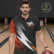 Load image into Gallery viewer, Black And Orange Custom Bowling Jerseys, Men Polo Shirt Bowling Tournament Outfits IPHW9080
