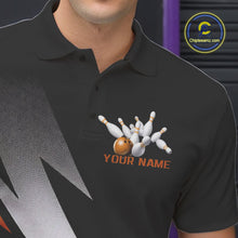 Load image into Gallery viewer, Black And Orange Custom Bowling Jerseys, Men Polo Shirt Bowling Tournament Outfits IPHW9080