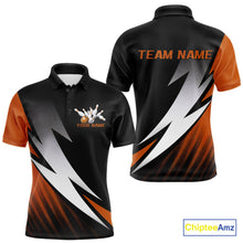Load image into Gallery viewer, Black And Orange Custom Bowling Jerseys, Men Polo Shirt Bowling Tournament Outfits IPHW9080