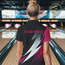 Load image into Gallery viewer, Black And Pink Custom Bowling Jerseys, Women Polo Shirt Bowling Tournament Outfits IPHW9081