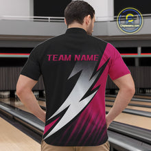 Load image into Gallery viewer, Black And Pink Custom Bowling Jerseys, Men Quarter-Zip Shirt Bowling Tournament Outfits IPHW9081
