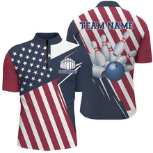 Load image into Gallery viewer, Custom Patriotic Bowling Shirts For Men, US Bowling Team Shirts American Flag Shirt IPHW7394