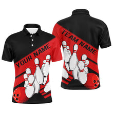 Load image into Gallery viewer, Black And Red Custom Bowling Shirts For Men, Bowling League Shirt Bowling Team Uniform IPHW7919