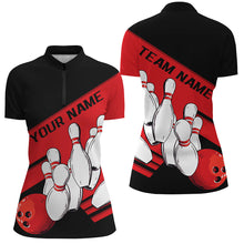 Load image into Gallery viewer, Black And Red Custom Bowling Shirts For Women, Bowling League Shirt Bowling Team Uniform IPHW7919