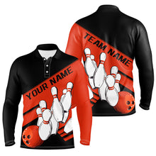 Load image into Gallery viewer, Black And Orange Custom Bowling Shirts For Men, Bowling League Shirt Bowling Team Uniform IPHW7920