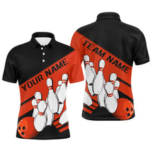 Load image into Gallery viewer, Black And Orange Custom Bowling Shirts For Men, Bowling League Shirt Bowling Team Uniform IPHW7920