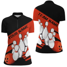 Load image into Gallery viewer, Black And Orange Custom Bowling Shirts For Women, Bowling League Shirt Bowling Team Uniform IPHW7920