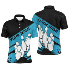 Load image into Gallery viewer, Black And Blue Custom Bowling Shirts For Men, Bowling League Shirt Bowling Team Uniform IPHW7921