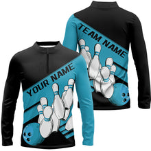 Load image into Gallery viewer, Black And Blue Custom Bowling Shirts For Men, Bowling League Shirt Bowling Team Uniform IPHW7921