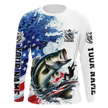 Load image into Gallery viewer, Personalized American Flag Bass Long Sleeve Fishing Shirts, Patriotic Bass Fishing Jerseys IPHW6048