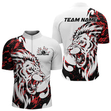 Load image into Gallery viewer, Custom Red Camo Lion Bowling Team Quarter-Zip Shirts For Men, Lion Bowling League Shirt IPHW8855