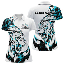 Load image into Gallery viewer, Custom Blue Camo Lion Bowling Team Polo Shirts For Women, Lion Bowling League Shirt IPHW8856