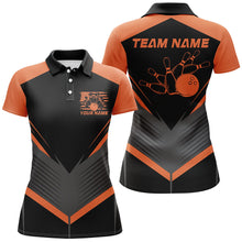 Load image into Gallery viewer, Black And Orange Custom Vintage Ladies Bowling Shirts, Classic Bowling League Shirt IPHW7703