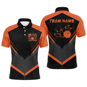 Black And Orange Custom Vintage Bowling Shirts For Men, Classic Bowling League Shirt For Team IPHW7703