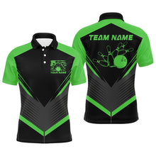 Load image into Gallery viewer, Black And Green Custom Vintage Bowling Shirts For Men, Classic Bowling League Shirt For Team IPHW7704