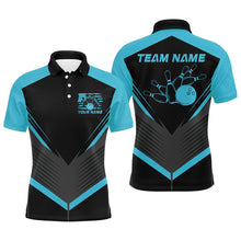 Load image into Gallery viewer, Black And Blue Custom Vintage Bowling Shirts For Men, Classic Bowling League Shirt For Team IPHW7705