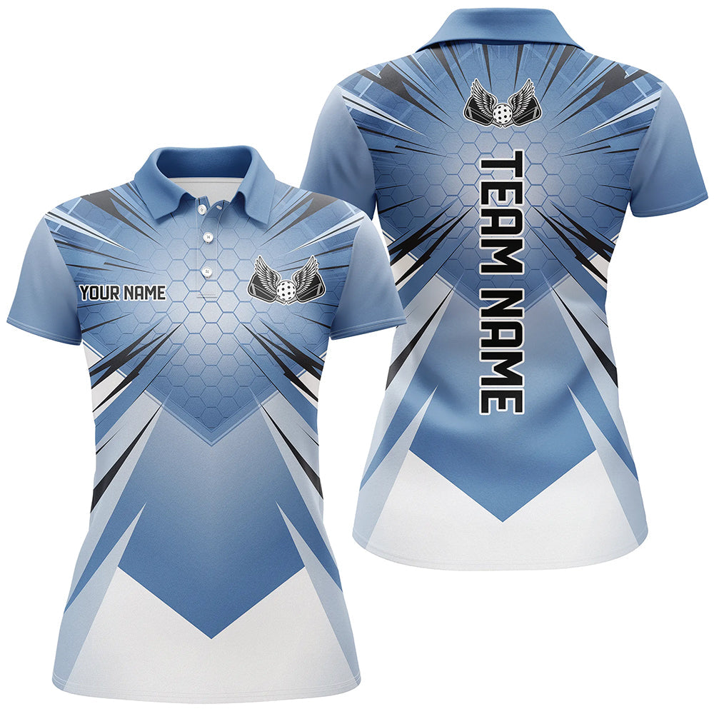 Custom Blue Pickleball Jerseys, Outdoor Pickleball Polo Shirts For Women, Pickleball Uniform IPHW8123