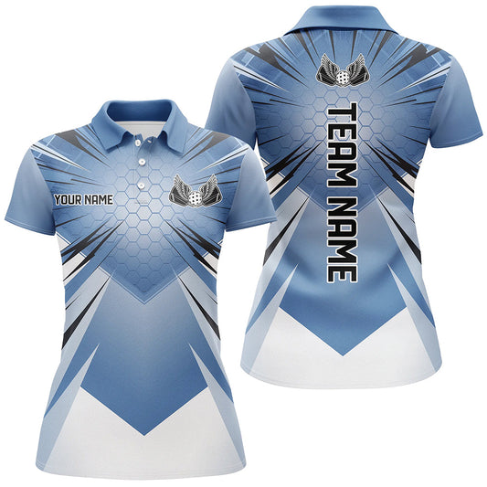 Custom Blue Pickleball Jerseys, Outdoor Pickleball Polo Shirts For Women, Pickleball Uniform IPHW8123