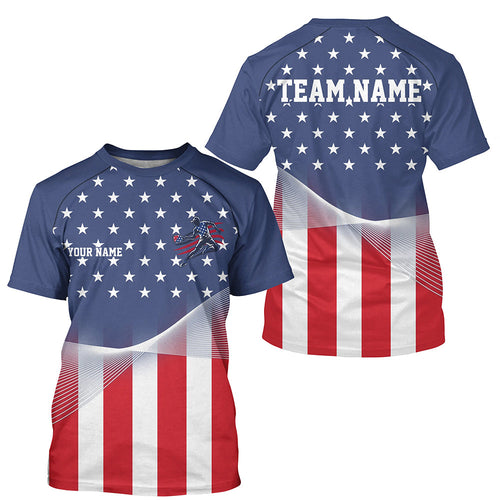 Custom American Flag Patriotic Pickleball T-Shirts For Men, US Pickleball League Shirt IPHW8126