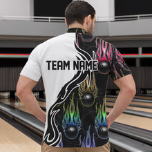 Load image into Gallery viewer, Colorful Rainbow Flame Ball Custom Bowling Team Men Quarter-Zip Shirts, Fire Bowling League Shirt IPHW8865