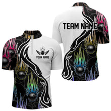 Load image into Gallery viewer, Colorful Rainbow Flame Ball Custom Bowling Team Men Quarter-Zip Shirts, Fire Bowling League Shirt IPHW8865