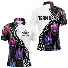 Load image into Gallery viewer, Blue Purple Pink Flame Ball Custom Bowling Team Men Polo Shirts, Fire Bowling League Shirt IPHW8866
