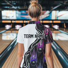 Load image into Gallery viewer, Blue Purple Pink Flame Ball Custom Bowling Women Quarter-Zip Shirts, Bowling League Shirt IPHW8866