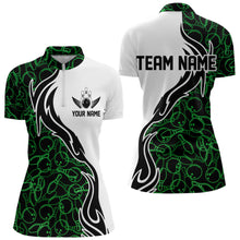 Load image into Gallery viewer, Black And Green Bowling Pattern Custom Bowling Women Quarter-Zip Shirt Bowling League Shirt IPHW8867