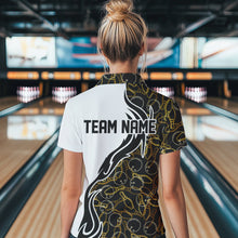 Load image into Gallery viewer, Black And Yellow Bowling Pattern Custom Bowling Team Women Polo Shirt, Bowling League Shirt IPHW8868