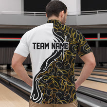 Load image into Gallery viewer, Black And Yellow Bowling Pattern Custom Bowling Team Men Quarter-Zip Shirts, Bowling League Shirt IPHW8868