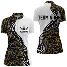 Load image into Gallery viewer, Black And Yellow Pattern Custom Bowling Team Women Quarter-Zip Shirts, Bowling League Shirt IPHW8868